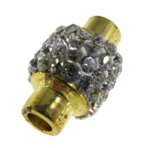 סוגר מגנט משובץ קריסטל 3 מ"מ ציפוי זהב מבריק