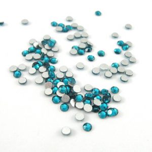 Blue zircon 6ss flat back goldstone