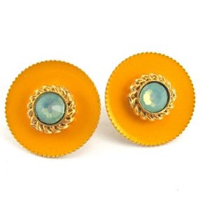 Enamelled round earrings