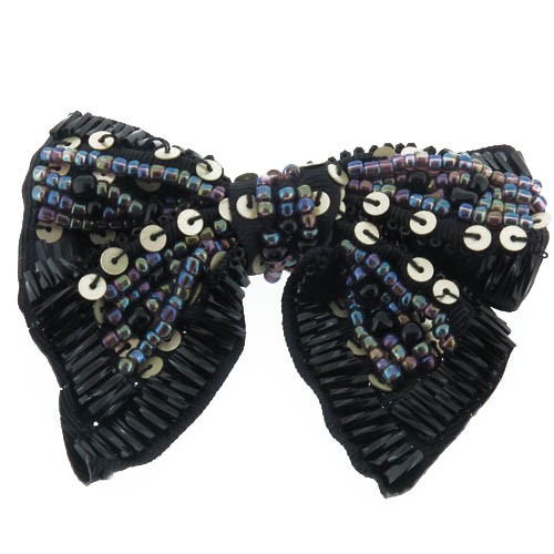 פפיון שחור+חרוזים ופייטים