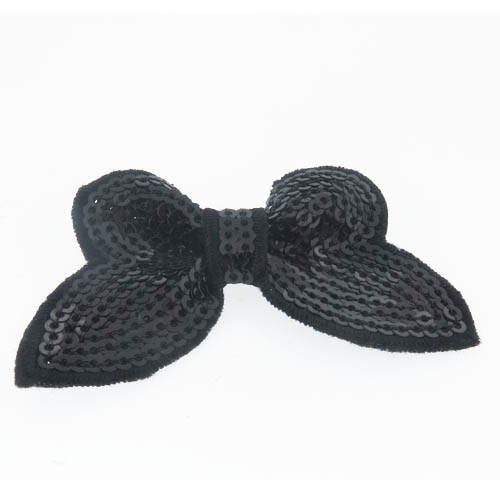 אפליקציית פפיון שחור מבד+פייטים 60x34 מ"מ