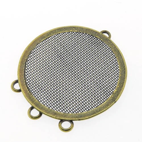 תליון עגול מרושת+4 חוליות 37x37 מ"מ