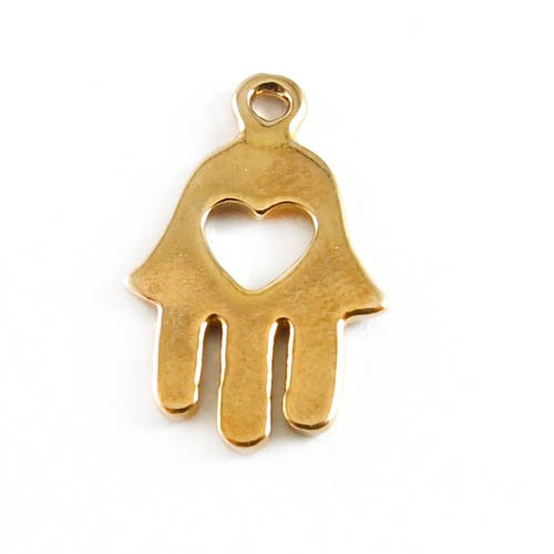 תליון חמסה לב במרכז 15x9 מ"מ