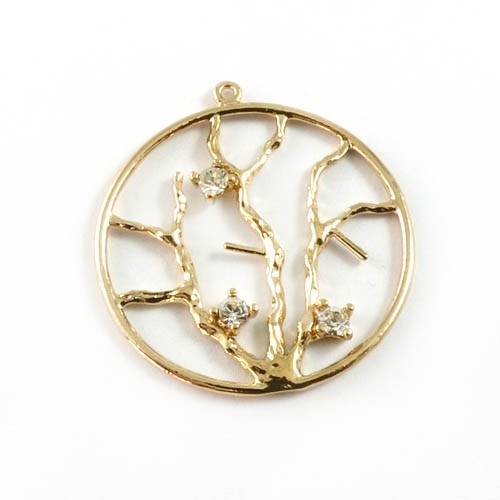 תליון עגול משובץ ב- 3 קריסטלים 22.30x22.30 מ"מ