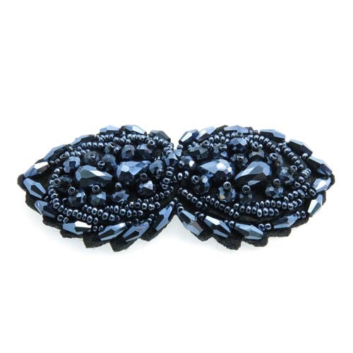 אפליקצית פפיון חרוזים בצבע כחול המטייט 95x42 מ"מ