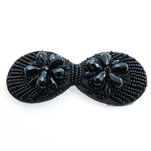 אפליקצית פפיון חרוזים בצבע שחור 102x44 מ"מ