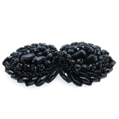 אפליקצית פפיון חרוזים בצבע שחור 95x42 מ"מ