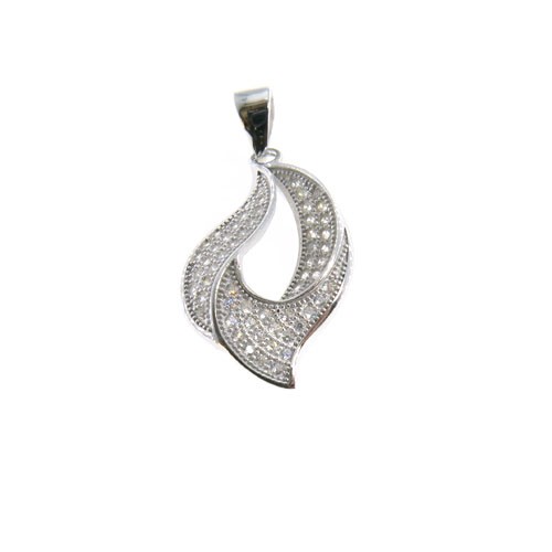 תליון עלה גדול משובץ בקריסטלים 21.60x14.15 מ"מ