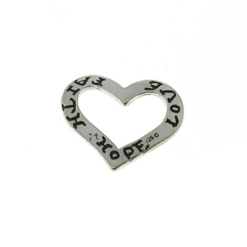 תליון לב חלול עם כיתוב 19x21.50 מ"מ