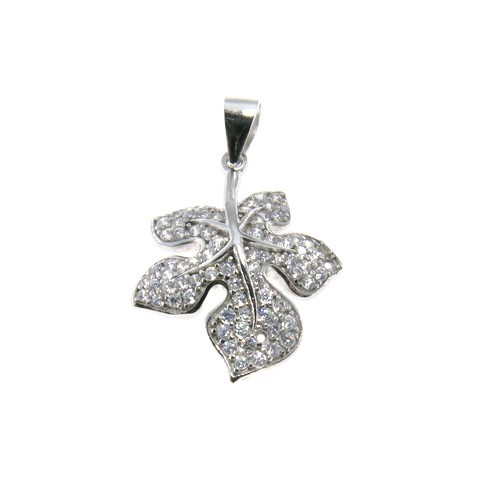 תליון עלה גדול משובץ בקריסטלים 24.60x18.50 מ"מ