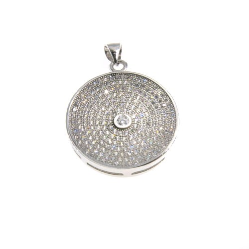 תליון עגול גדול משובץ בקריסטלים 21.30x21.30 מ"מ