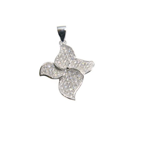 תליון פרח 4 עלי כותרת משובץ בקריסטלים 24x19 מ"מ