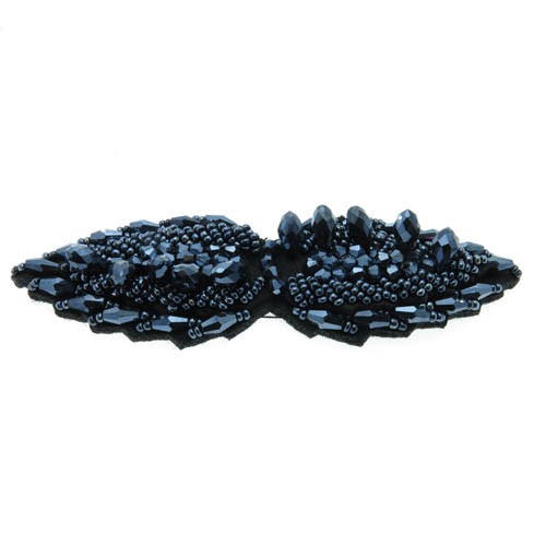 אפליקציית פפיון בד+חרוזים כחולים 124x38 מ"מ