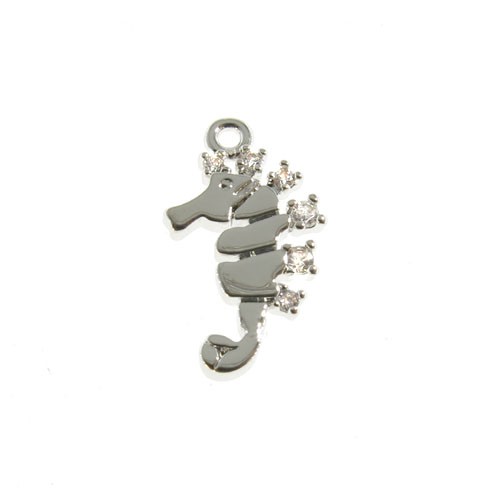 תליון בצורת סוס ים משובץ 19x9 מ"מ