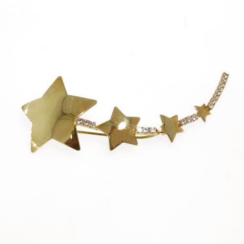 סיכת כוכבים משובצת בקריסטלים 75x29 מ"מ