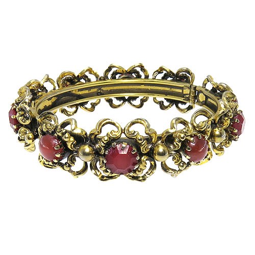 צמיד מרהיב ומעוטר+אבנים בצבע בורדו 57.50x54.50 מ"מ