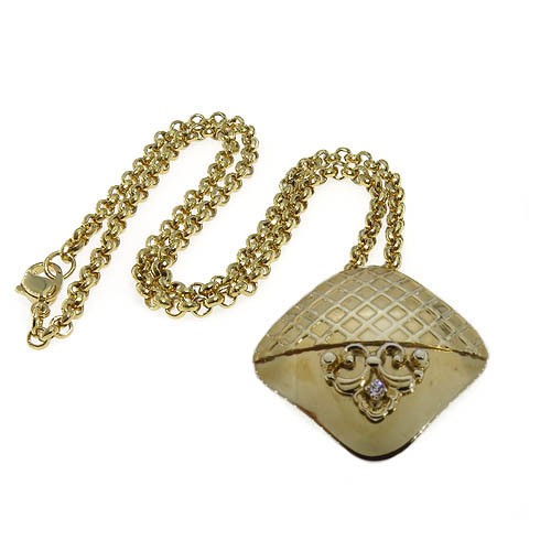 תליון מעויין מעוטר 31x31 מ"מ + שרשרת אפונה 39 ס"מ