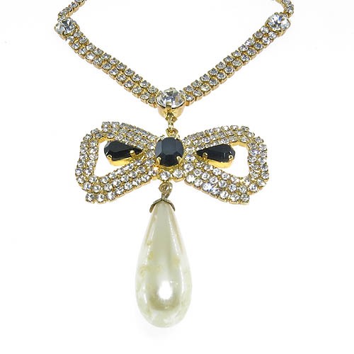 שרשרת שטרס משובצת בעיטור פפיון + גדיל 40 ס"מ