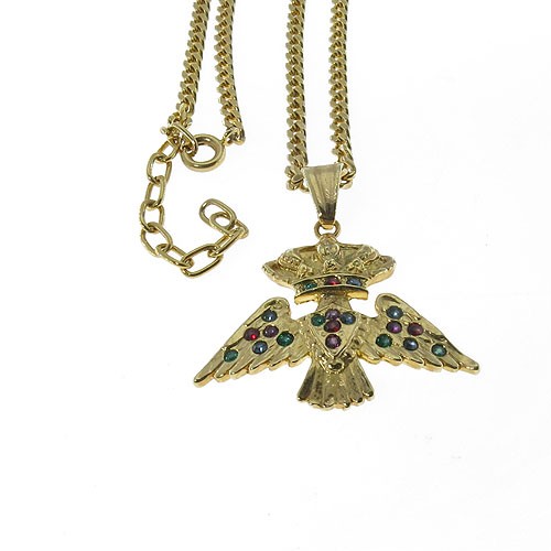 תליון נשר + כתר משובצים + שרשרת 45 ס"מ