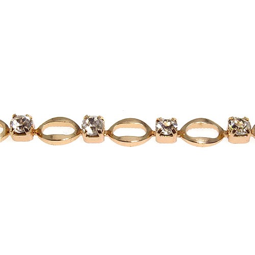 שרשרת אובלים+קריסטלים בעבודת יד 5.60x4 מ"מ, 1 מ'