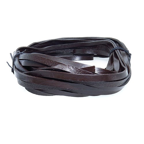 חוט עור שטוח בצבע חום כהה 5 מ"מ, 1 מטר