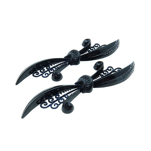 אלמנט בצורת פפיון מפלסטיק בצבע שחור 75.45x19 מ"מ