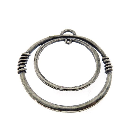 תליון שני עיגולים מעוטרים 62x70 מ"מ