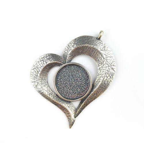 תליון לב + עגול לשיבוץ 65x90ממ כ.צ 1יח